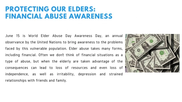 Protecting Our Elders: Financial Abuse Awareness