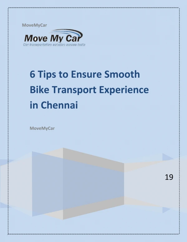 6 Tips to Ensure Smooth Bike Transport Experience in Chennai