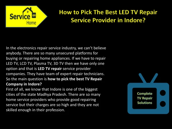 How to Pick The Best LED TV Repair Service Provider in Indore?