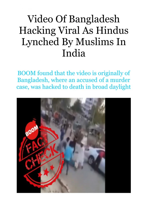 Video of Bangladesh Hacking Viral as Hindus Lynched by Muslims in India