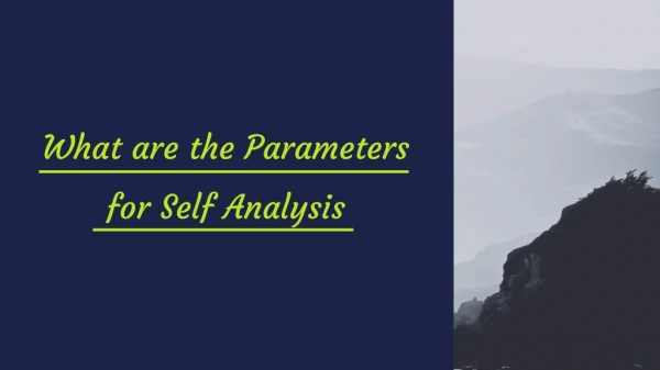 What are the Parameters for Self Analysis