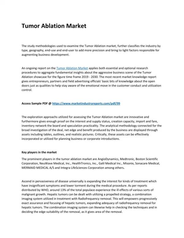 tumor ablation market