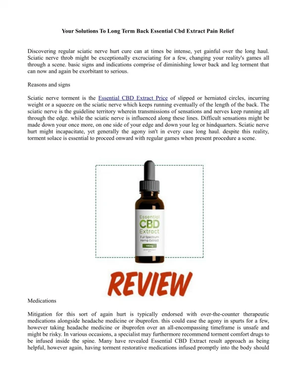 An Overview on Essential CBD Extract