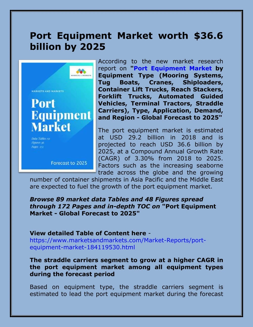 port equipment market worth 36 6 billion by 2025