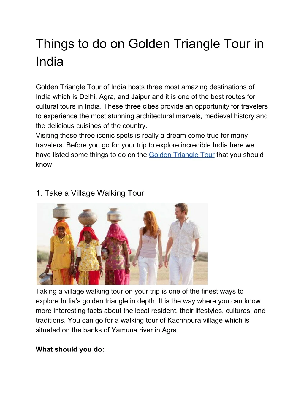 things to do on golden triangle tour in india