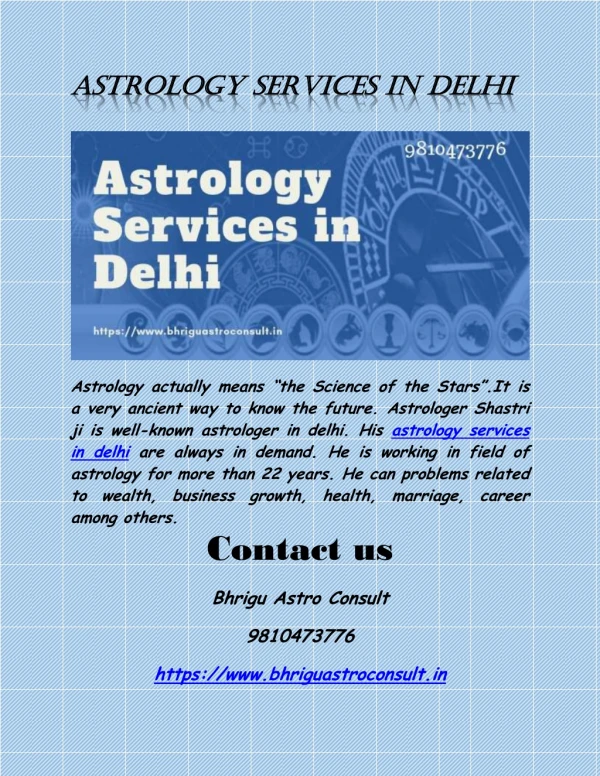 Astrology Services in Delhi