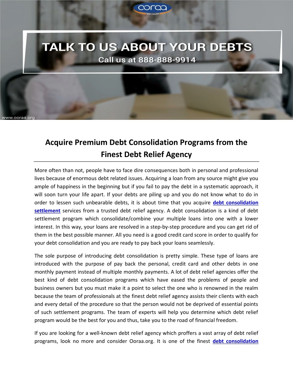 acquire premium debt consolidation programs from