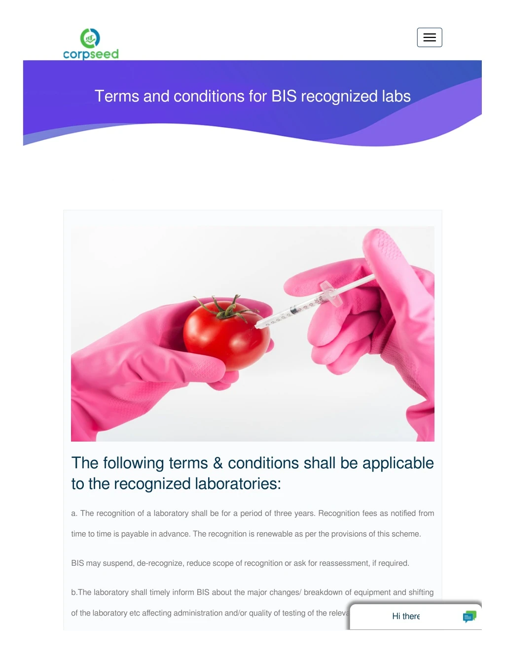 terms and conditions for bis recognized labs