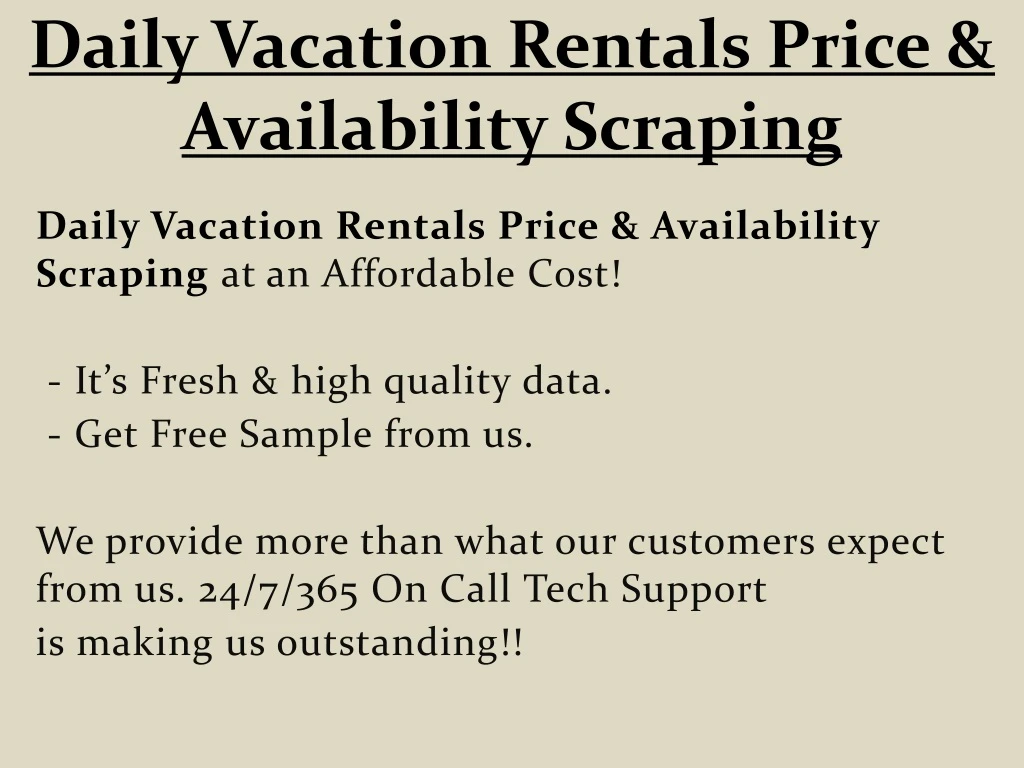 daily vacation rentals price availability scraping