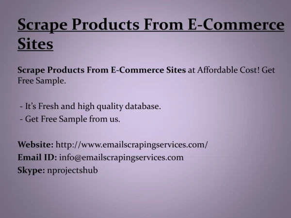 Scrape Products From E-Commerce Sites