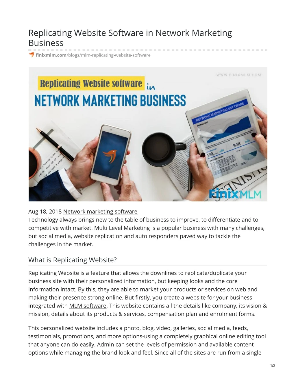 replicating website software in network marketing