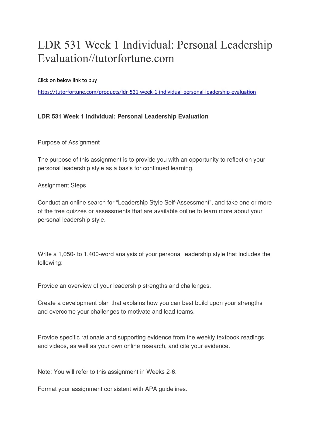 ldr 531 week 1 individual personal leadership
