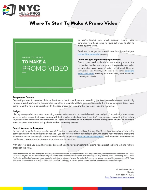 Where To Start To Make A Promo Video