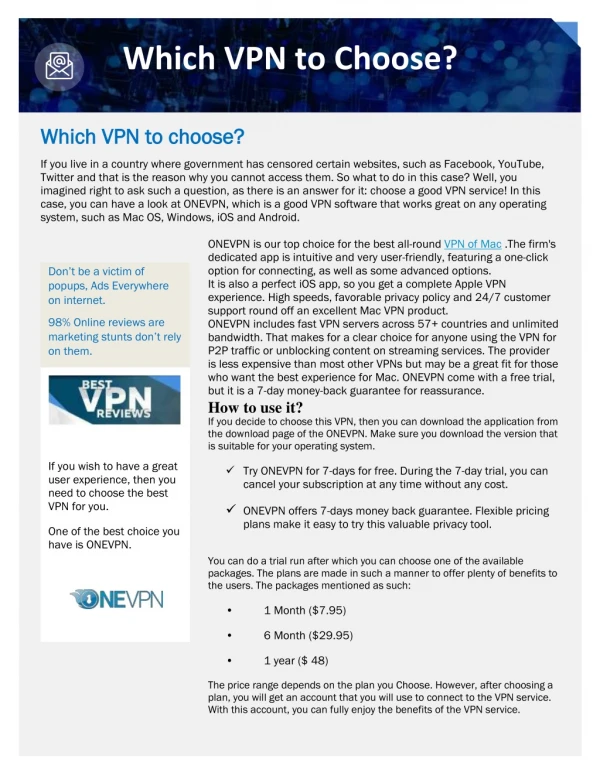 Which VPN to choose?