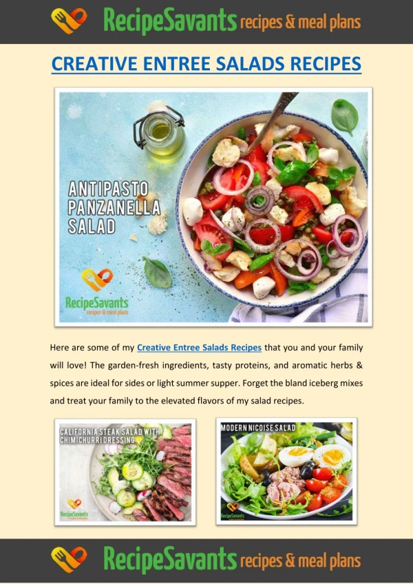 Creative Entree Salads Recipes
