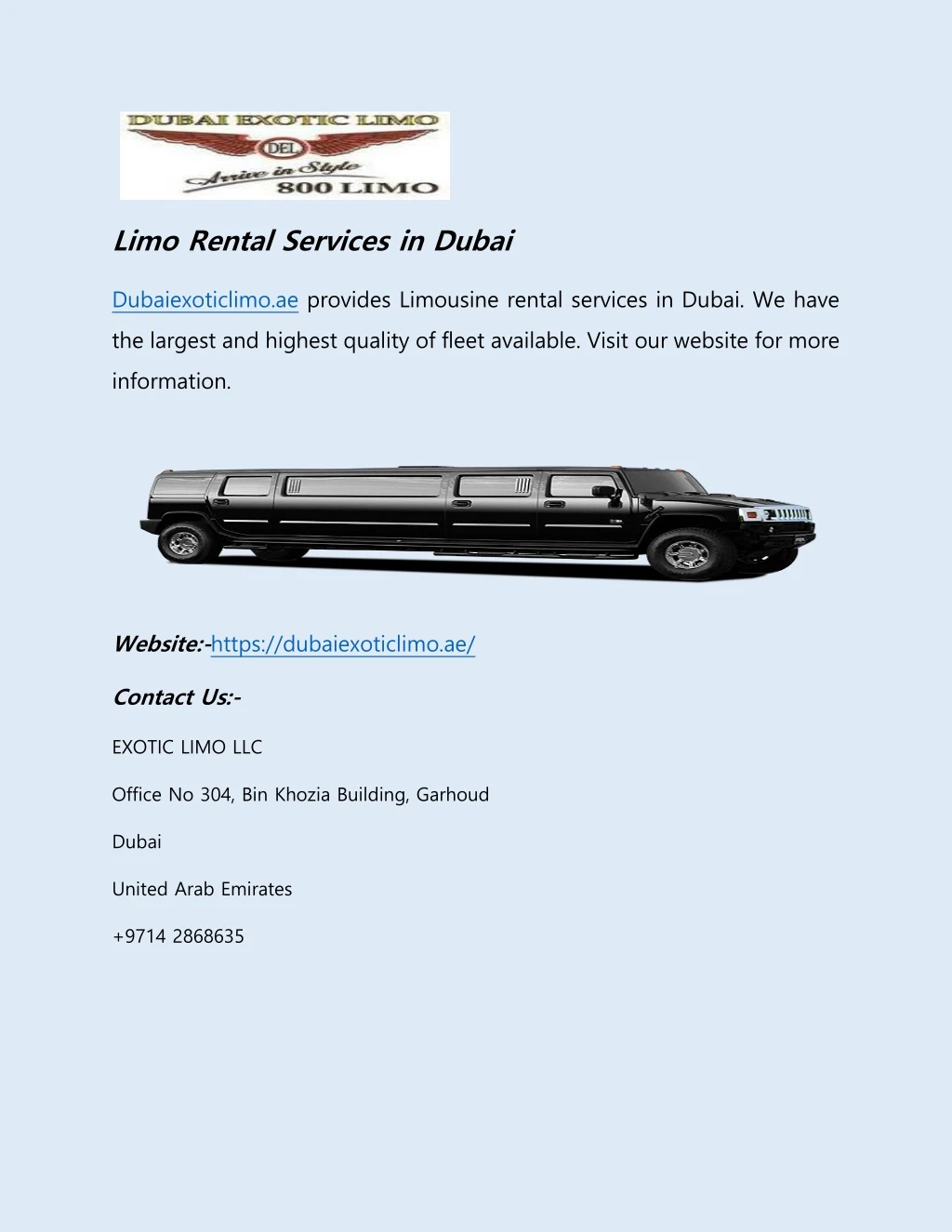 limo rental services in dubai