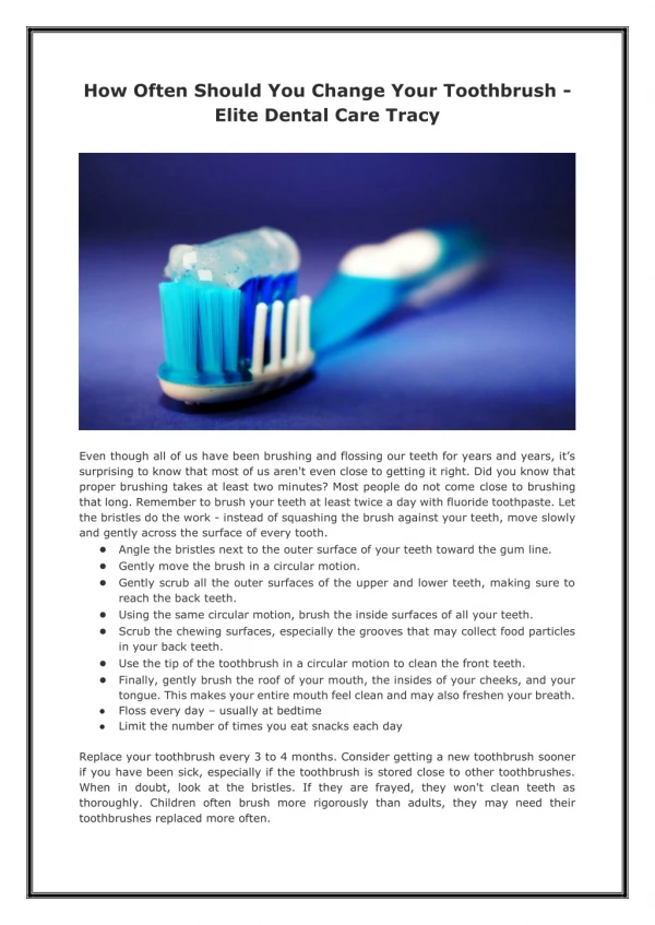 How Often Should You Change Your Toothbrush - Elite Dental Care Tracy