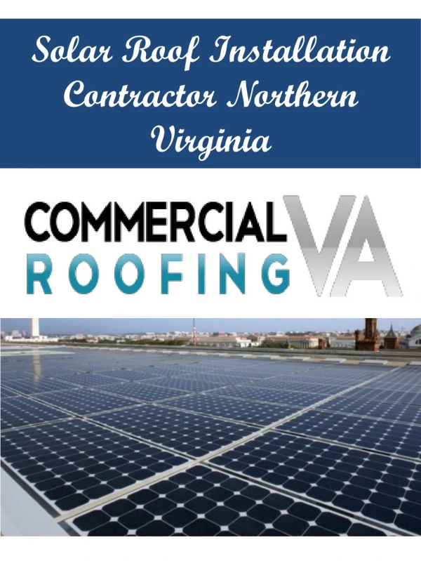 Solar Roof Installation Contractor Northern Virginia