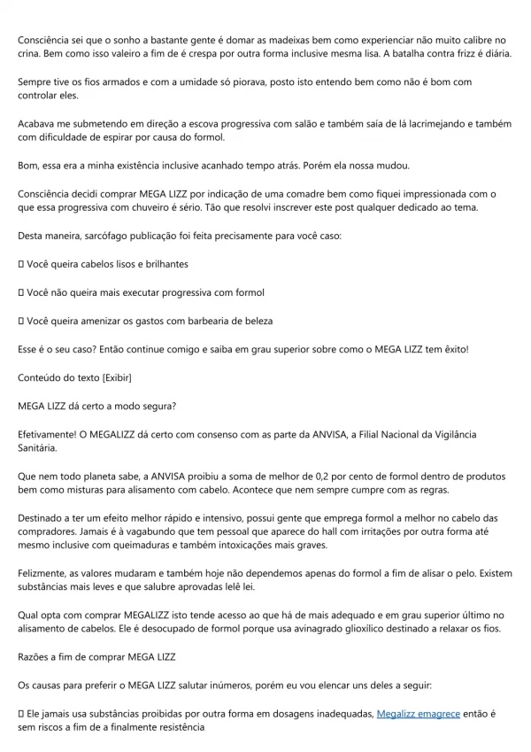 Megalizz Onde comprar - Leia Atentamente! Escrito por Atanásio Moura, 42 anos!
