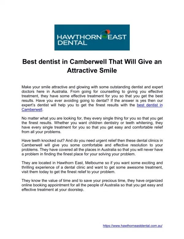 Best dentist in Camberwell That Will Give an Attractive Smile