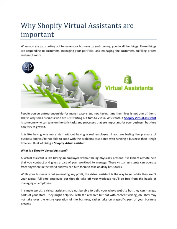 Why Shopify Virtual Assistants are important