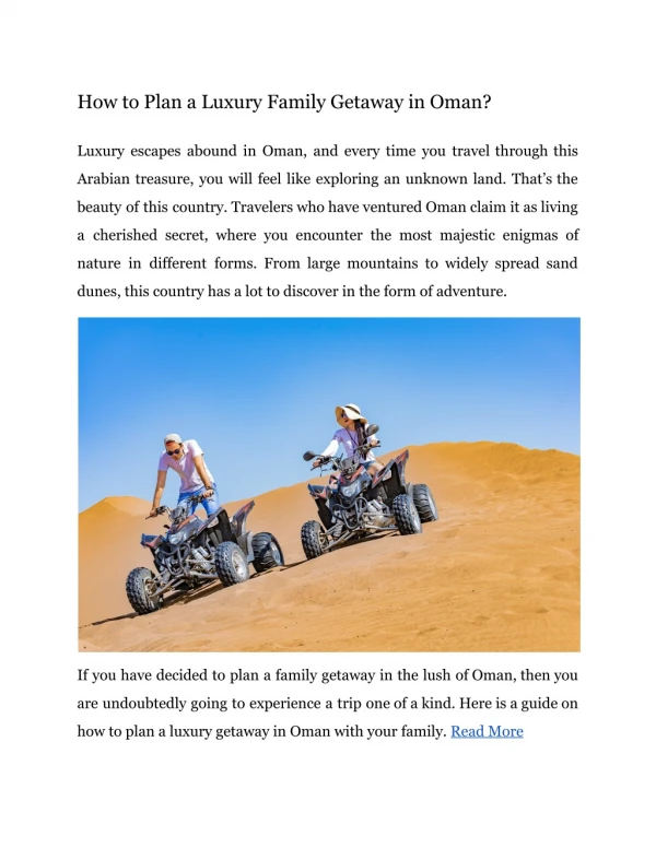 How to Plan a Luxury Family Getaway in Oman?