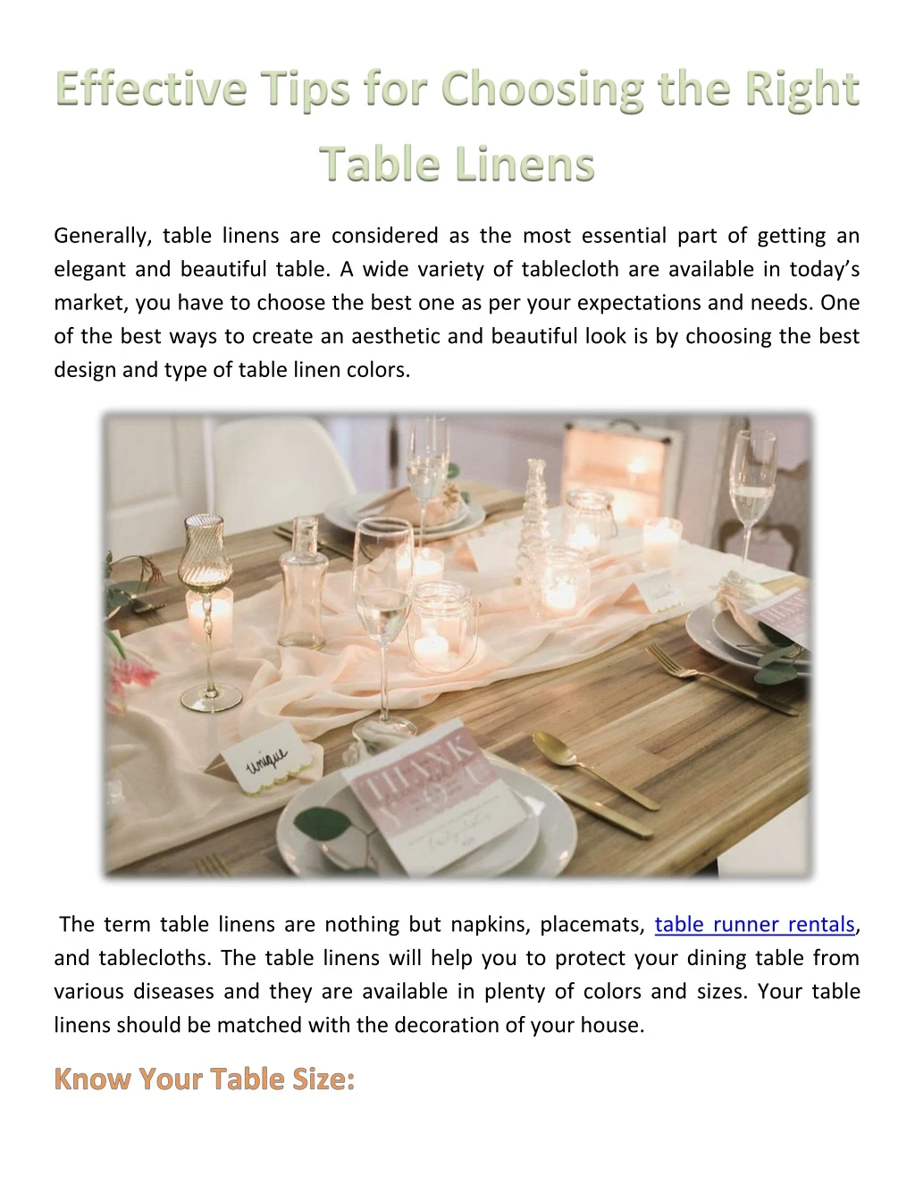 effective tips for choosing the right table linens