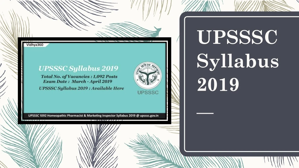 upsssc syllabus 2019