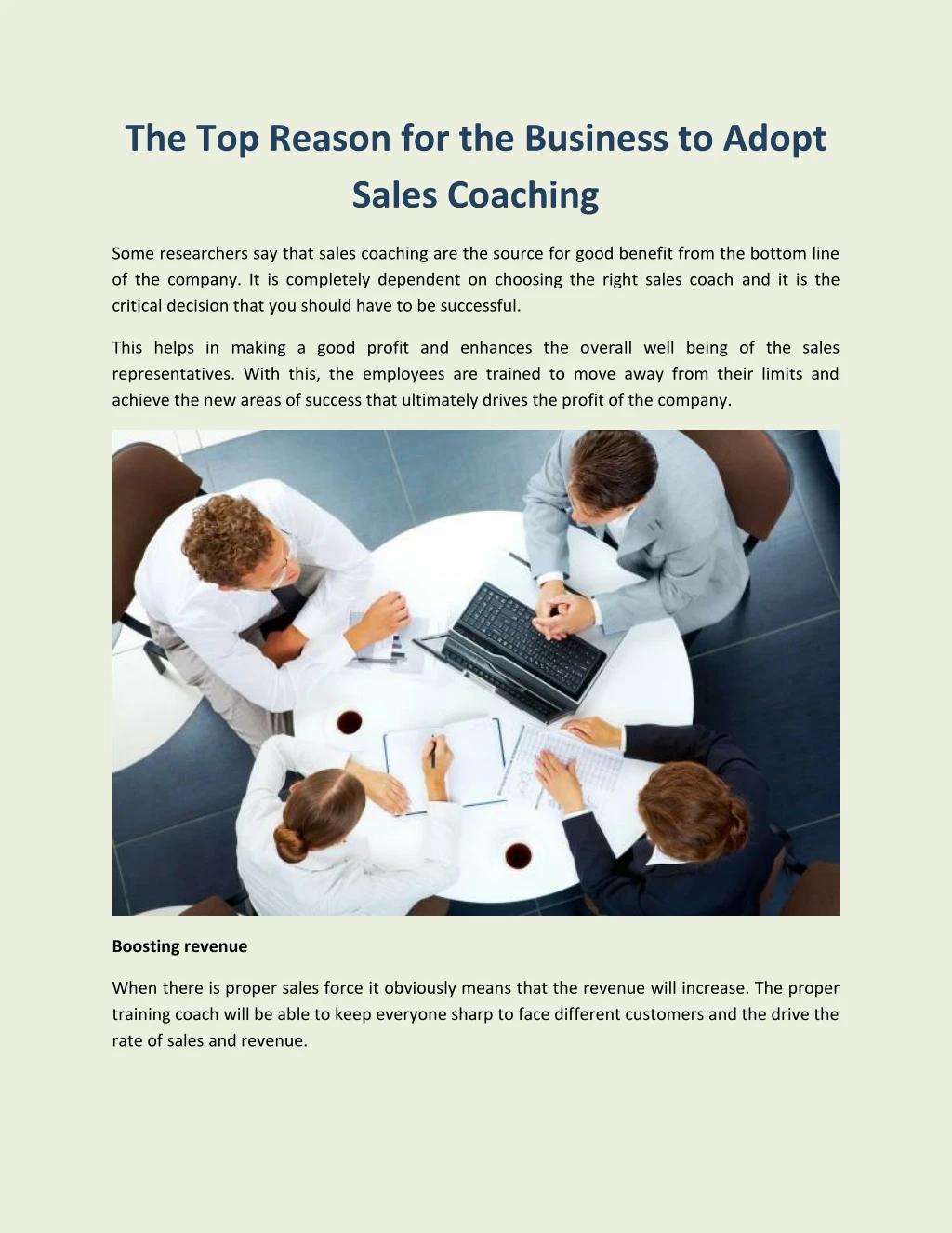 the top reason for the business to adopt sales