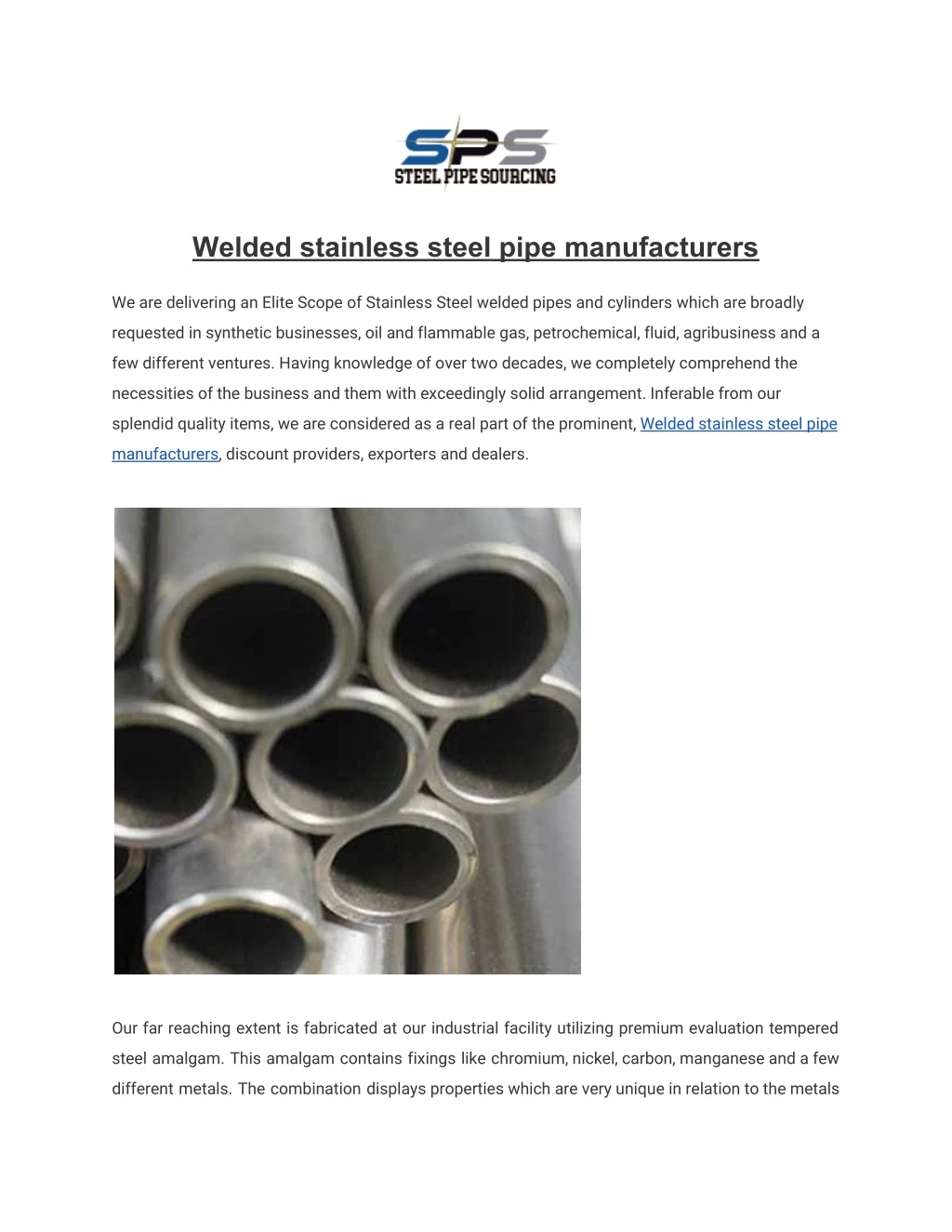 welded stainless steel pipe manufacturers