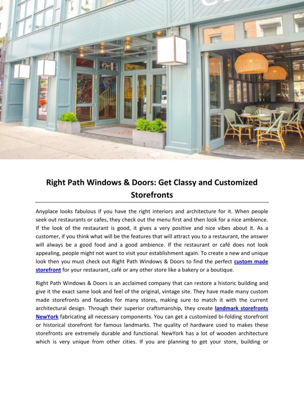 Right Path Windows & Doors: Get Classy and Customized Storefronts