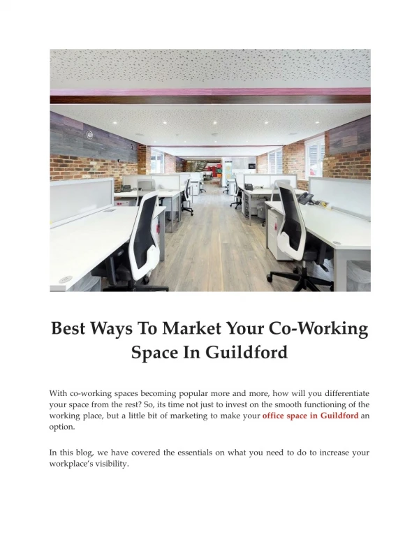 Ways To Market Your Co-Working Space In Guildford