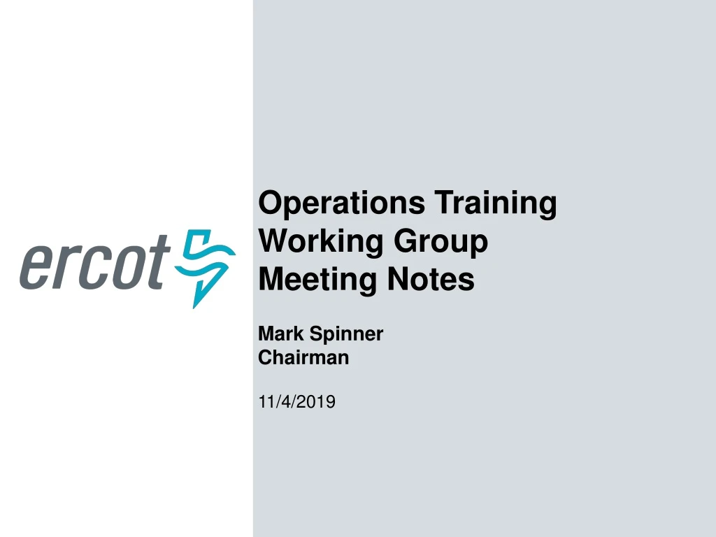 operations training working group meeting notes