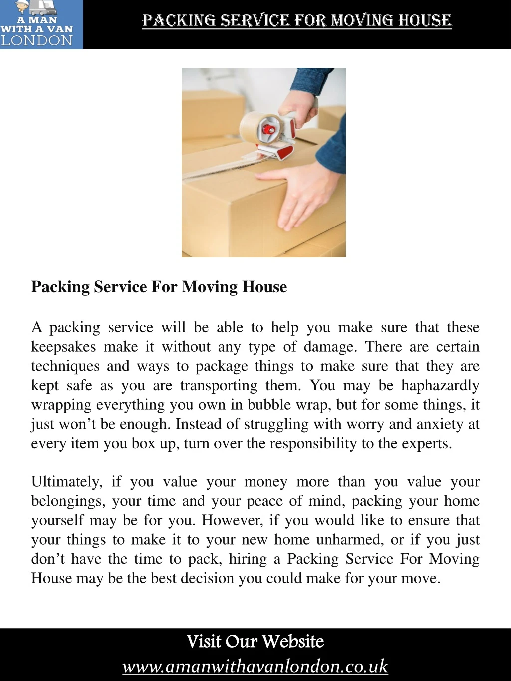 packing service for moving house