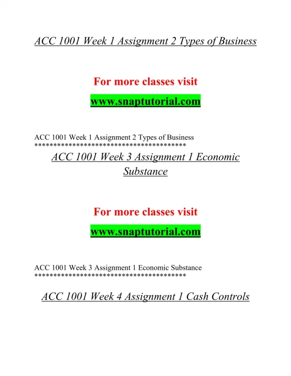 ACC 1001 Exceptional Education/snaptutorial.com