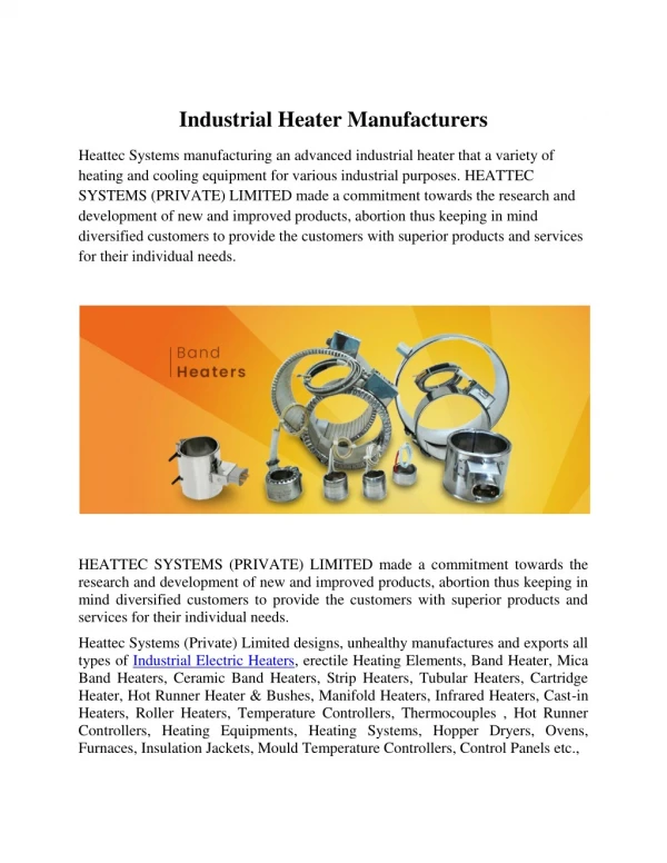 Industrial Heater Manufacturers