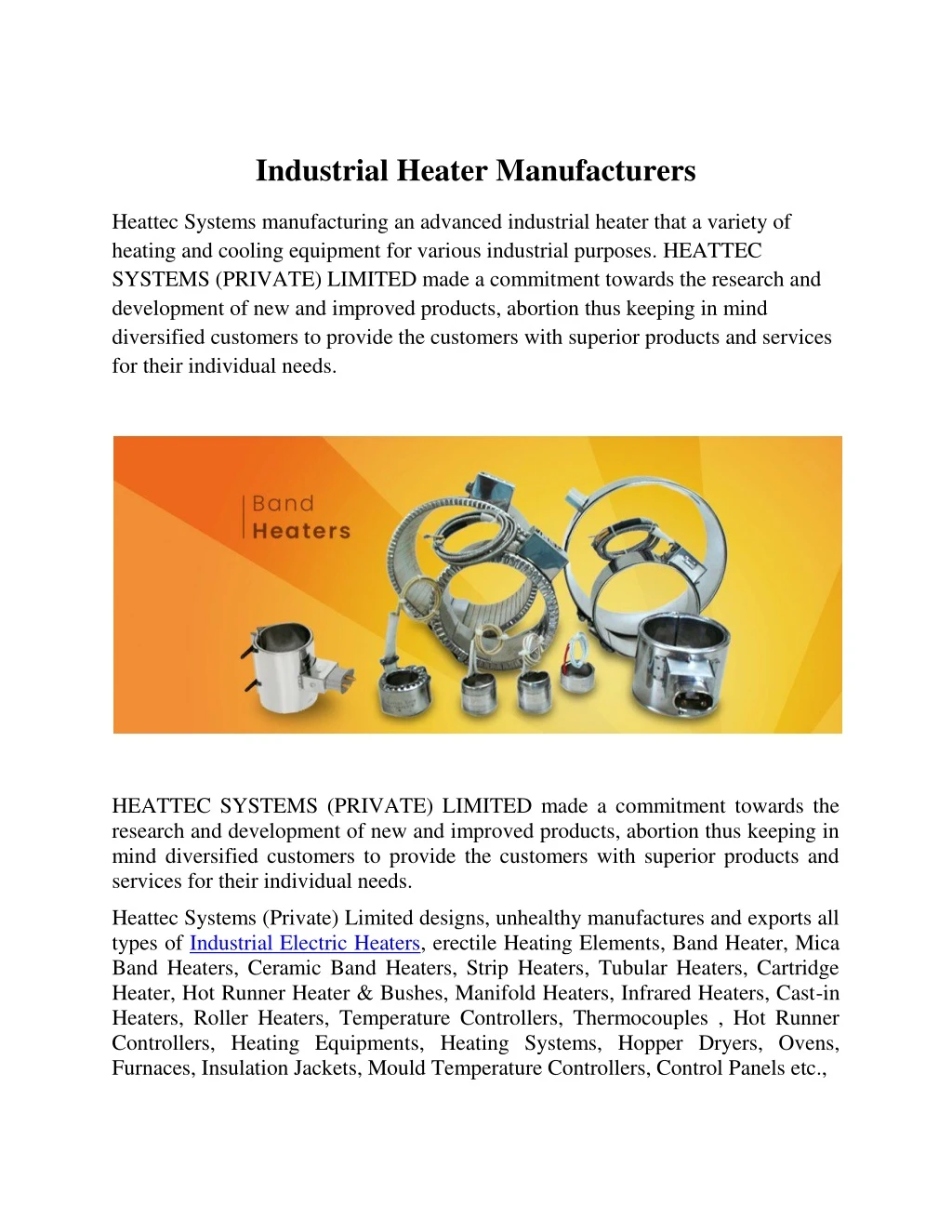 industrial heater manufacturers