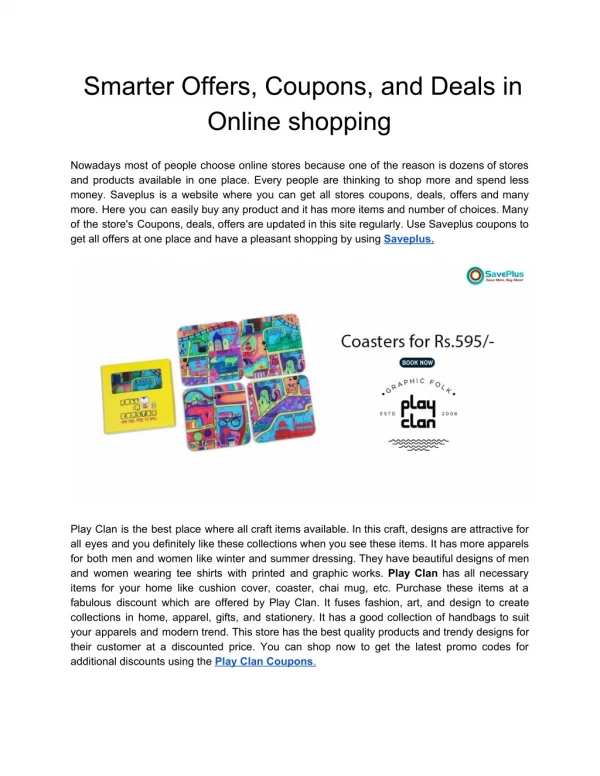 Smarter Offers, Coupons, and Deals in Online shopping