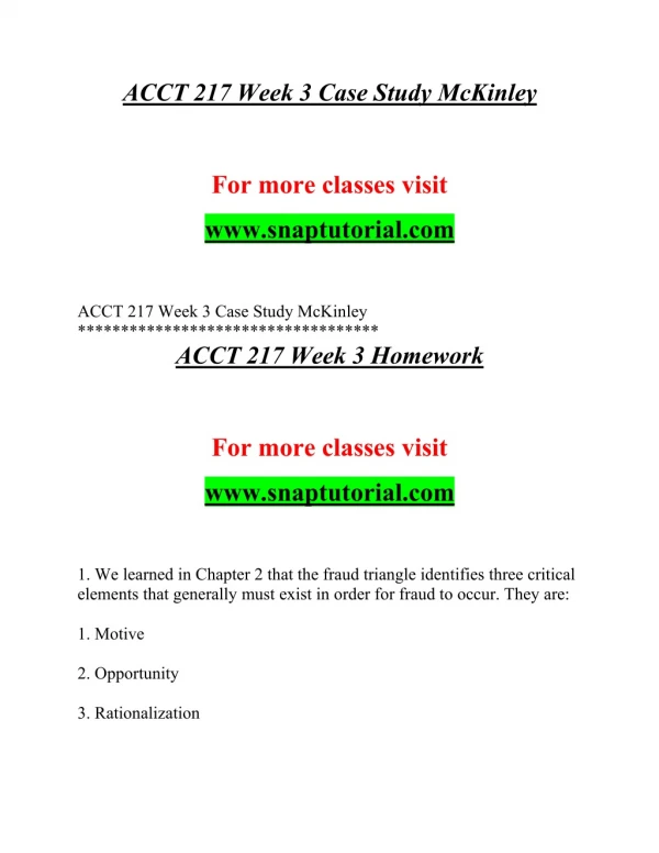 ACCT 217 Exceptional Education/snaptutorial.com