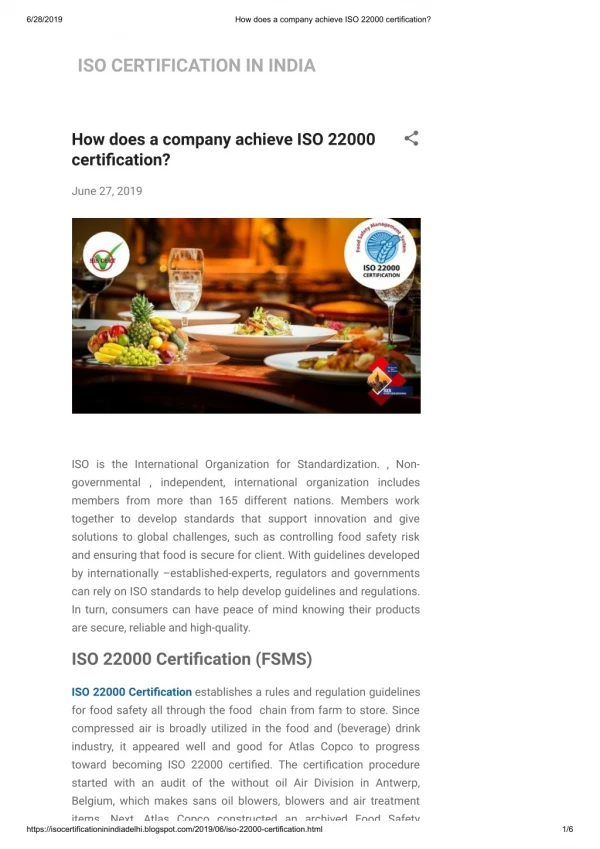 How does a company achieve ISO 22000 certification?