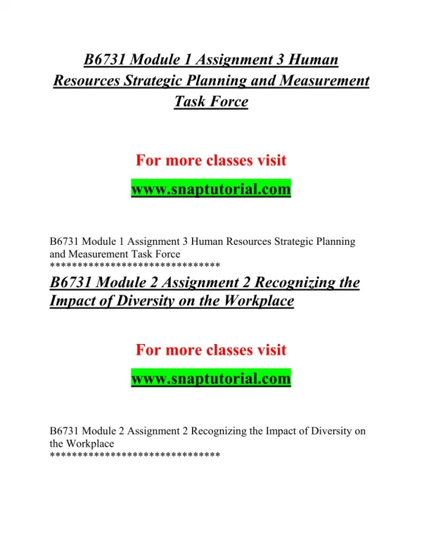 B6731 EXceptional Education/snaptutorial.COM