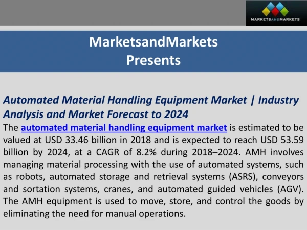 Automated Material Handling Equipment Market | Industry Analysis and Market Forecast to 2024