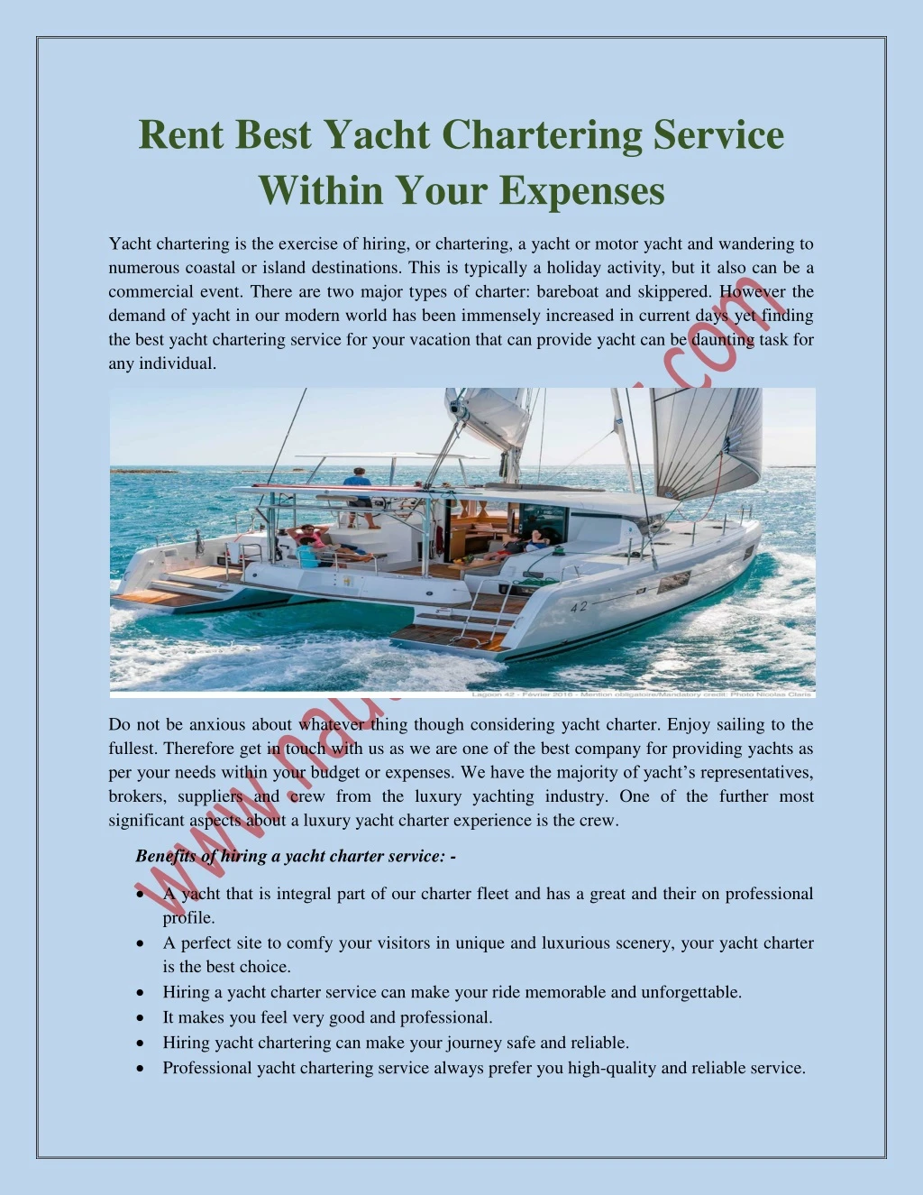 rent best yacht chartering service within your