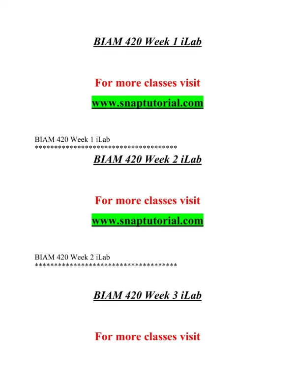 BIAM 420EXceptional Education/snaptutorial.COM