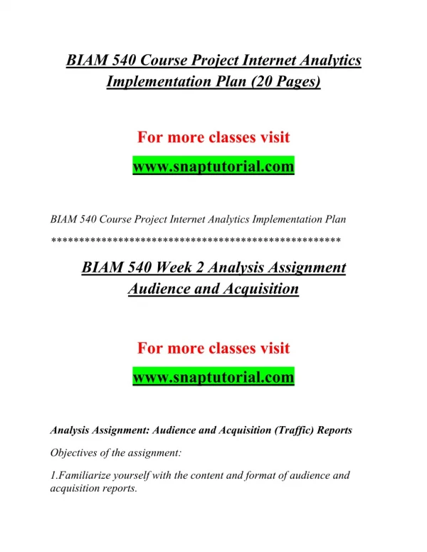 BIAM 540 EXceptional Education/snaptutorial.COM