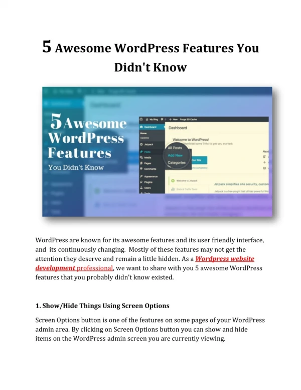 5 Awesome WordPress Features You Didn't Know