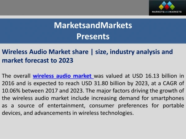 Wireless Audio Market share | size, industry analysis and market forecast to 2023