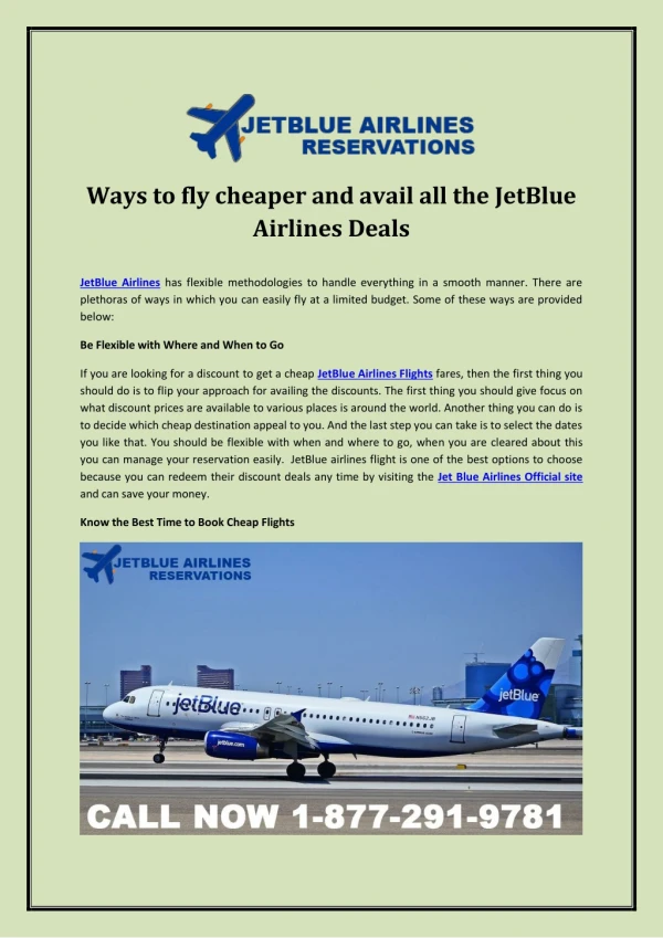 Ways to fly cheaper and avail all the JetBlue Airlines Deals