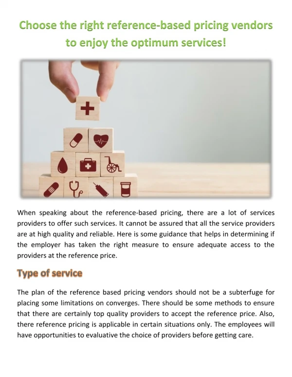 Choose the right reference-based pricing vendors to enjoy the optimum services!