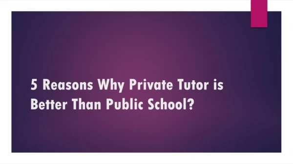5 reasons why private tutor is better?